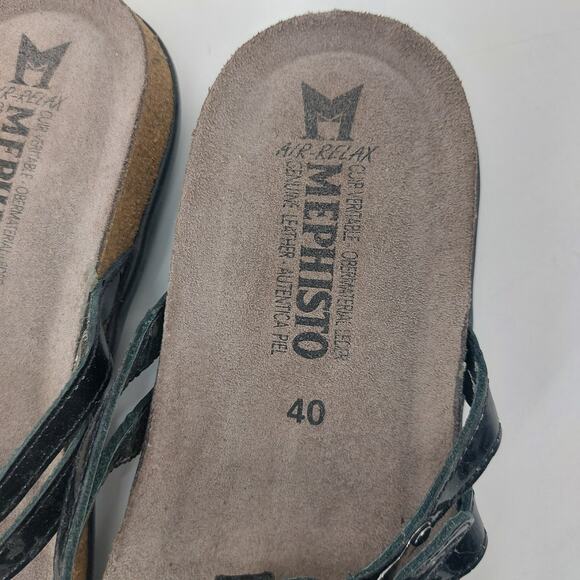 Mephisto Women's Black Patent Leather Thong Sandals 10 EUR 40 - Picture 5 of 11